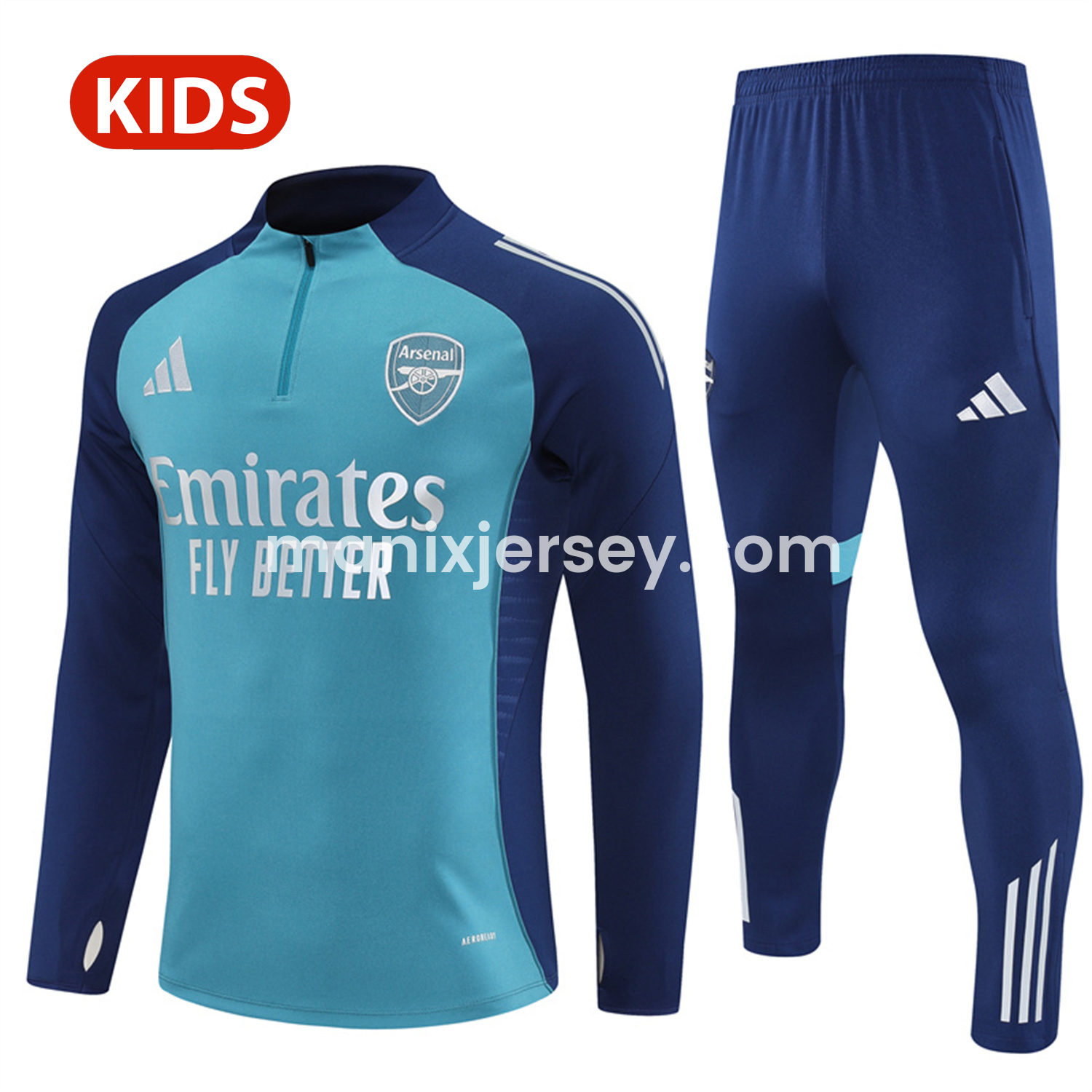ManixJersey.com | Arsenal 25-26 Kid Long Sleeves Training Set - Green Top & Green Pants -Customize Name, Number and Patch | Worldwide Shipping