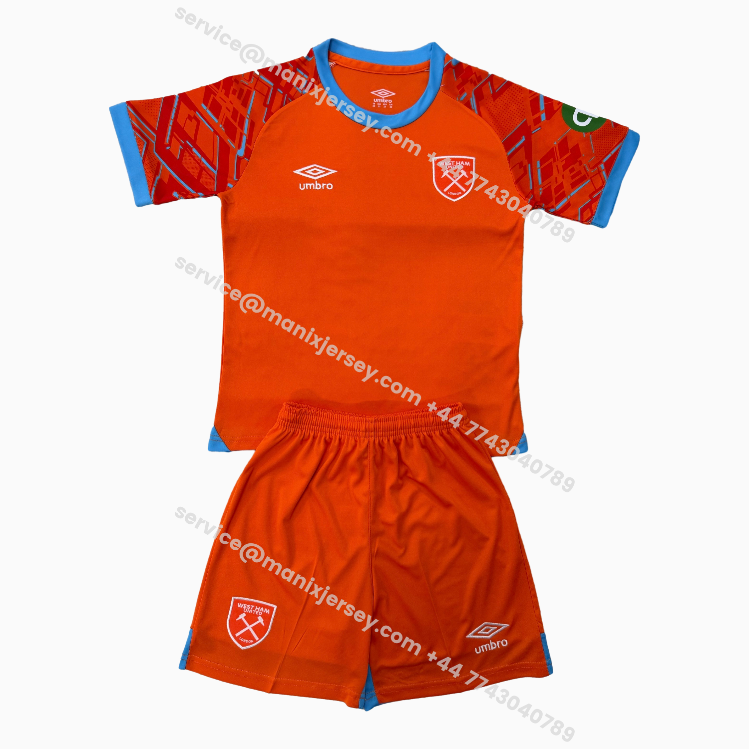 ManixJersey.com | West Ham United 25-26 Orange Goalkeeper Kids Kit -Customize Name, Number and Patch | Worldwide Shipping