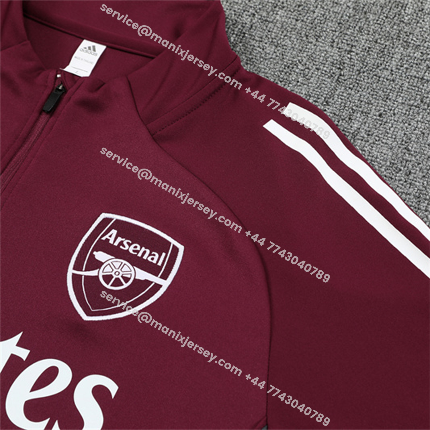 ManixJersey.com | Arsenal 25-26 Long Sleeve Training Set - Wine Red Top & Grey Pants -Customize Name, Number and Patch | Worldwide Shipping