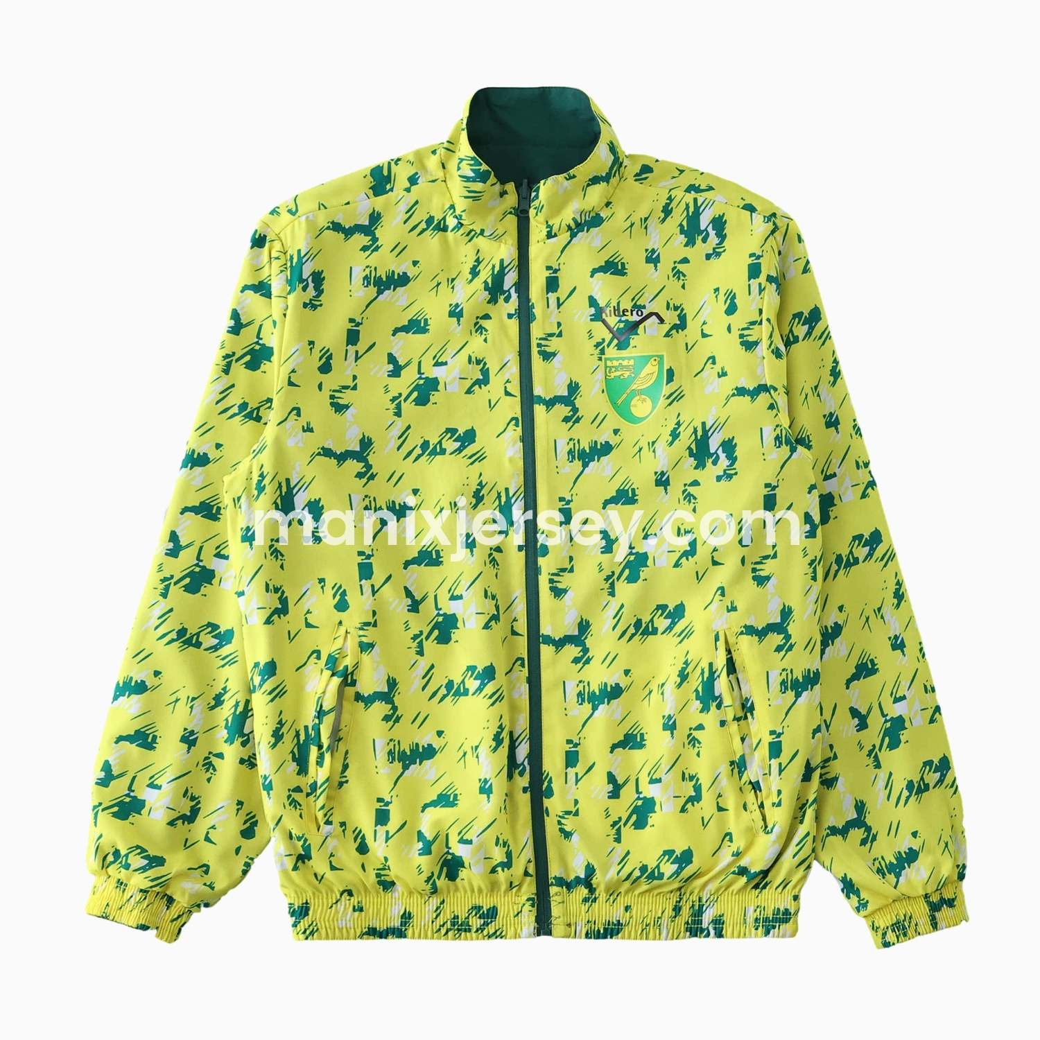 ManixJersey.com | Norwich City 1992-94 Retro Style Double Sided Reversible Windbreaker - Green & Yellow -Customize Name, Number and Patch | Worldwide Shipping