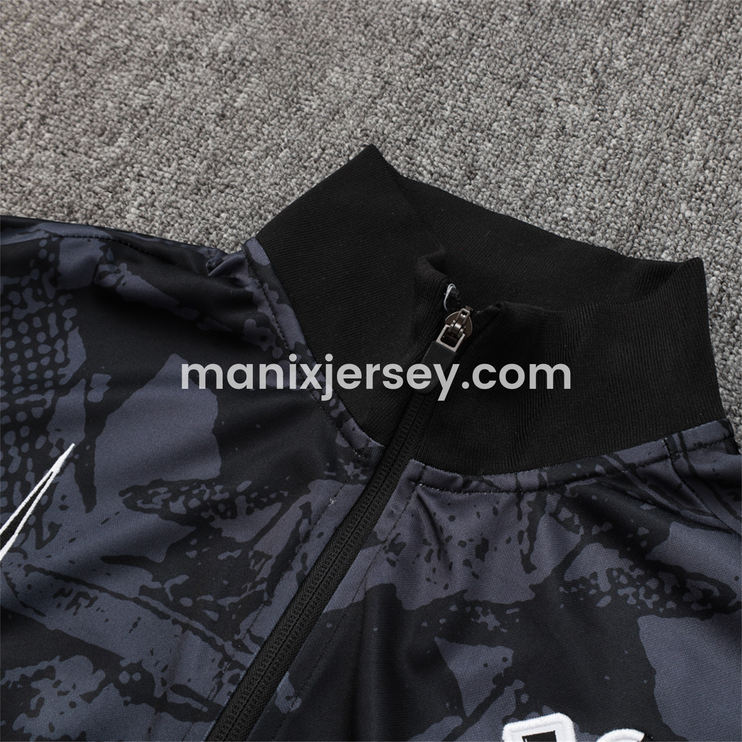 ManixJersey.com | Corinthians 25-26 Jacket Training Tracksuit - Black and Gray Pattern Jackets & Black Pants -Customize Name, Number and Patch | Worldwide Shipping