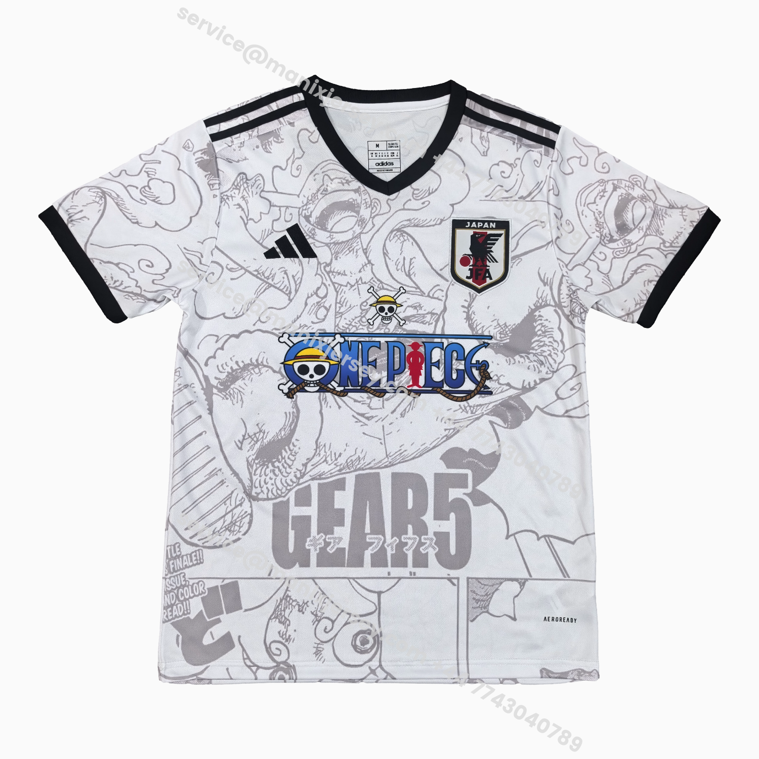 ManixJersey.com | Japan 25-26 One Piece Gear 5 White Jersey - Fans Version -Customize Name, Number and Patch | Worldwide Shipping