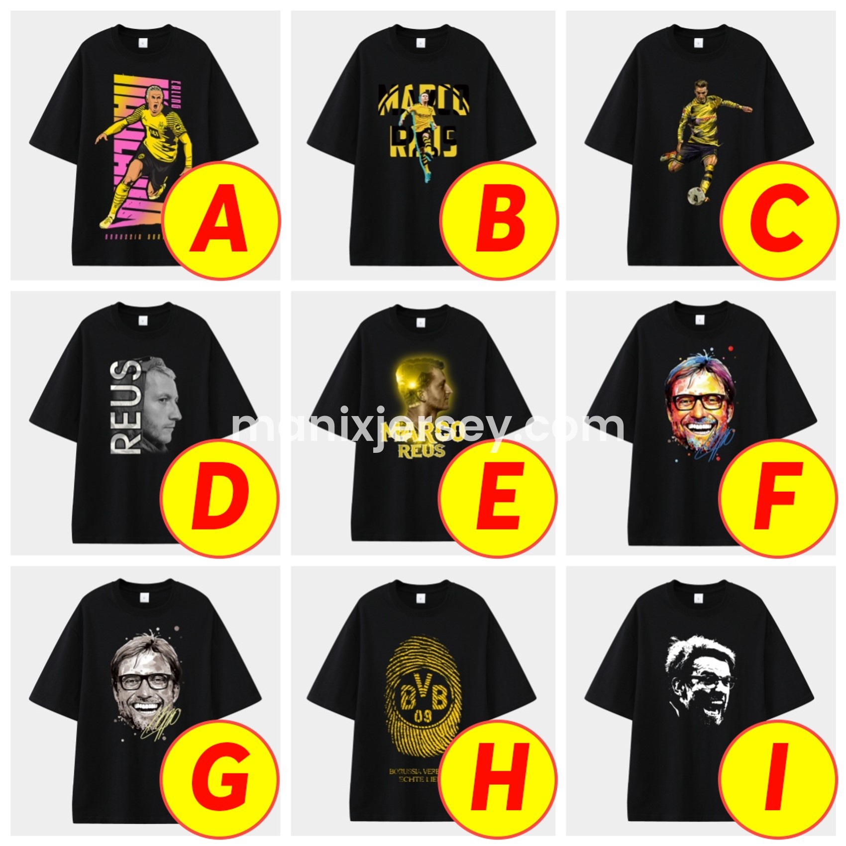 ManixJersey.com | Dortmund Unisex Pure Cotton T-shirt -Customize Name, Number and Patch | Worldwide Shipping