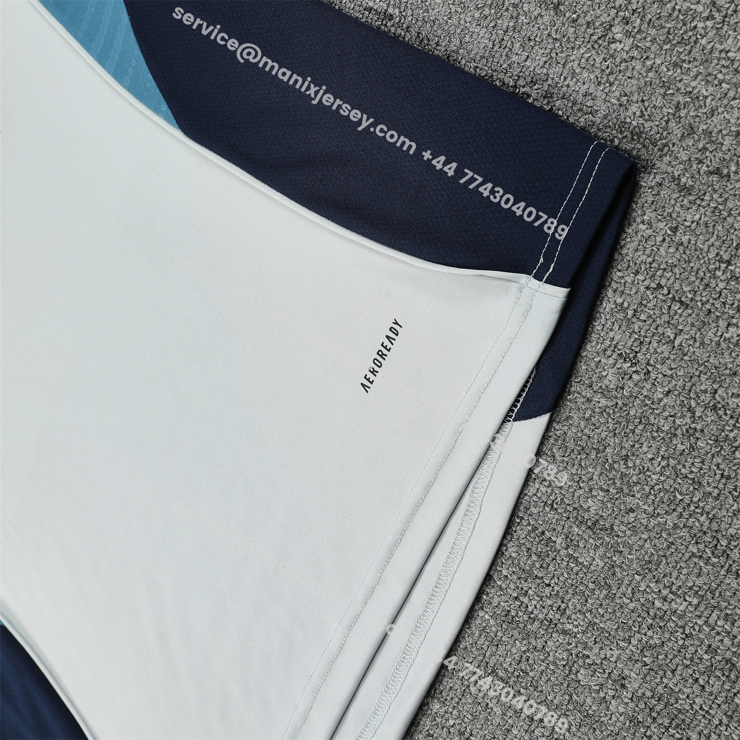 ManixJersey.com | Arsenal 25-26 Short-Sleeve Training Set - Grey Top & Deep Blue Shorts -Customize Name, Number and Patch | Worldwide Shipping