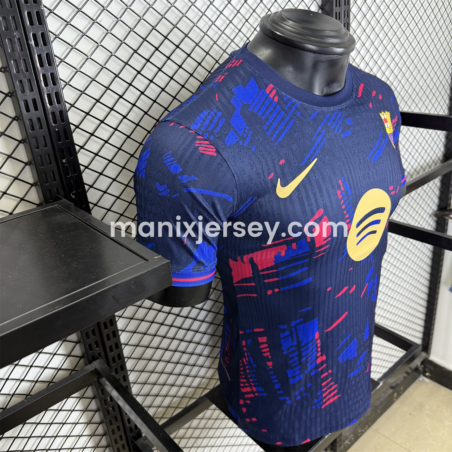 ManixJersey.com | Barcelona 25-26 Red and Blue Graffiti Deep Blue Jersey - Player Version -Customize Name, Number and Patch | Worldwide Shipping