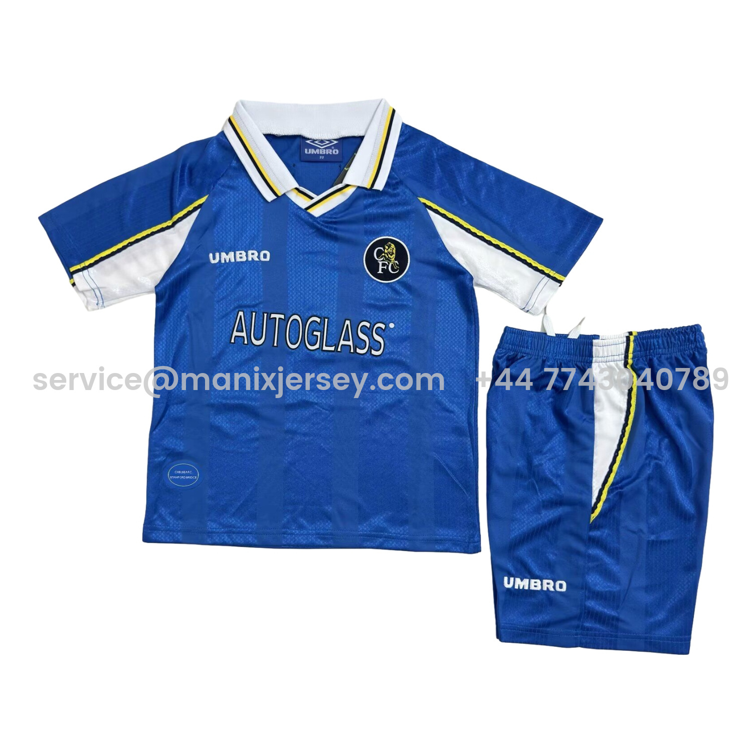 ManixJersey.com | Retro C.H.E.L.S.E.A 1997-99 Home Kids Kit -Customize Name, Number and Patch | Worldwide Shipping