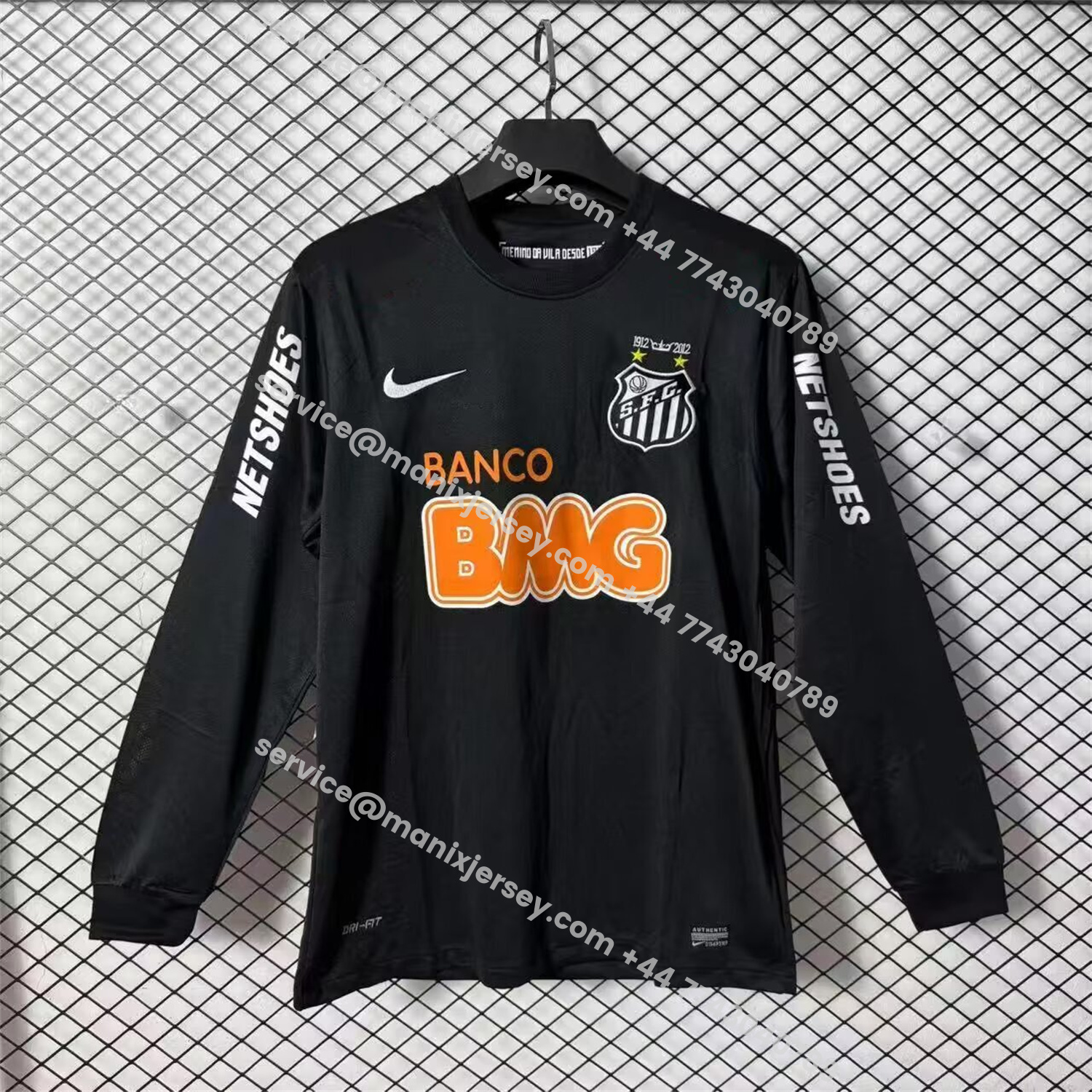 ManixJersey.com | Retro Santos 2011-12 Black Long Sleeves Jersey -Customize Name, Number and Patch | Worldwide Shipping