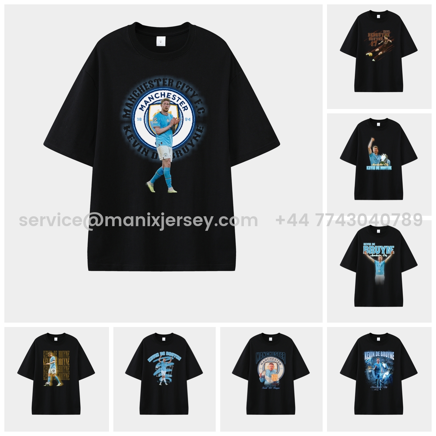 ManixJersey.com | Manchester City Kevin De Bruyne Career Memory Fragments Unisex Pure Cotton T-shirt -Customize Name, Number and Patch | Worldwide Shipping