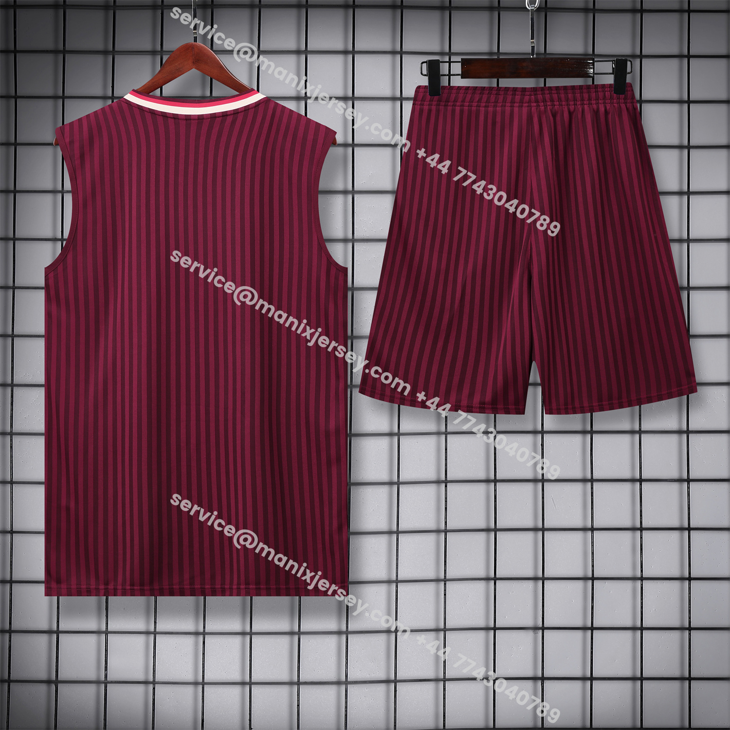 ManixJersey.com | Bayern Munich 25-26 Vest Training Set - Wine Red Lines Vest & Wine Red Lines Shorts -Customize Name, Number and Patch | Worldwide Shipping
