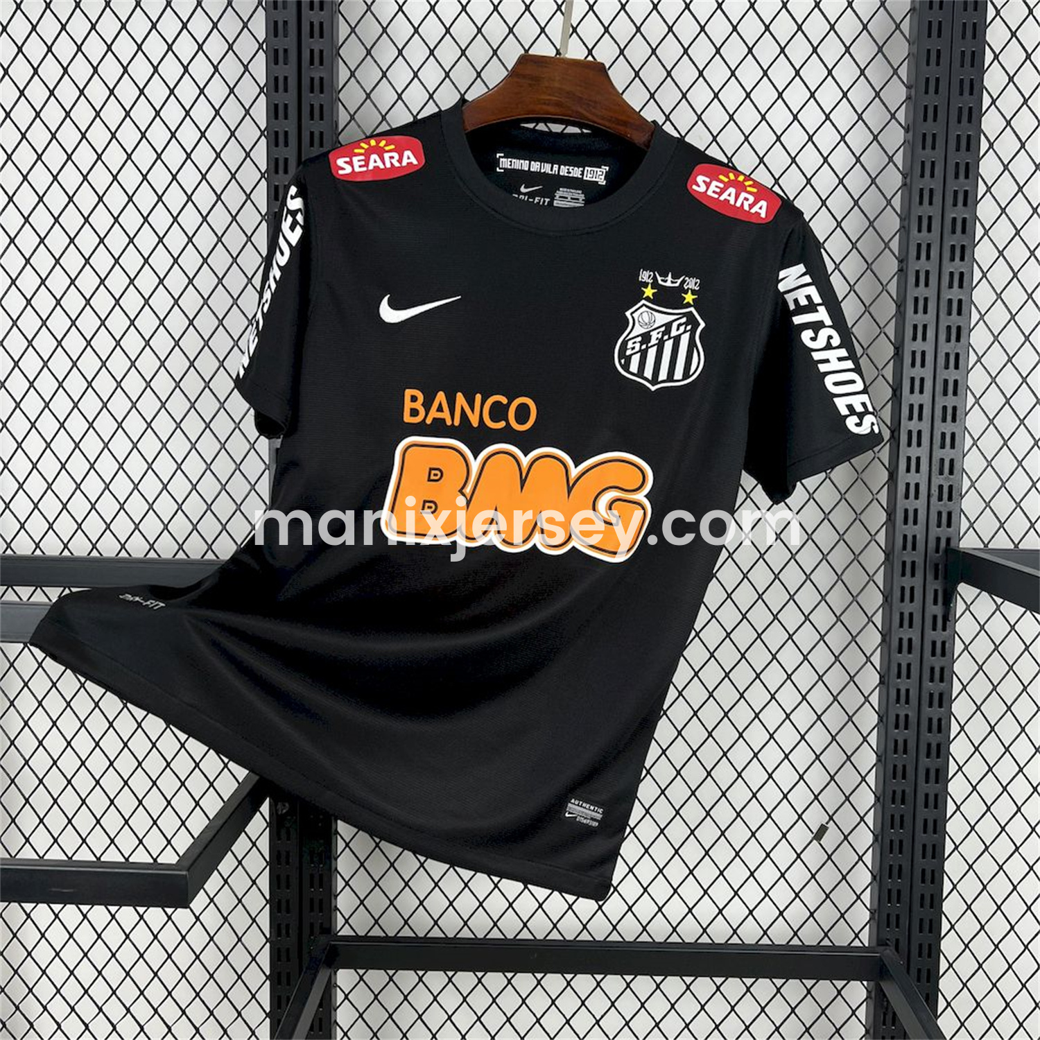 ManixJersey.com | Retro Santos 2011-12 Black Jersey -Customize Name, Number and Patch | Worldwide Shipping
