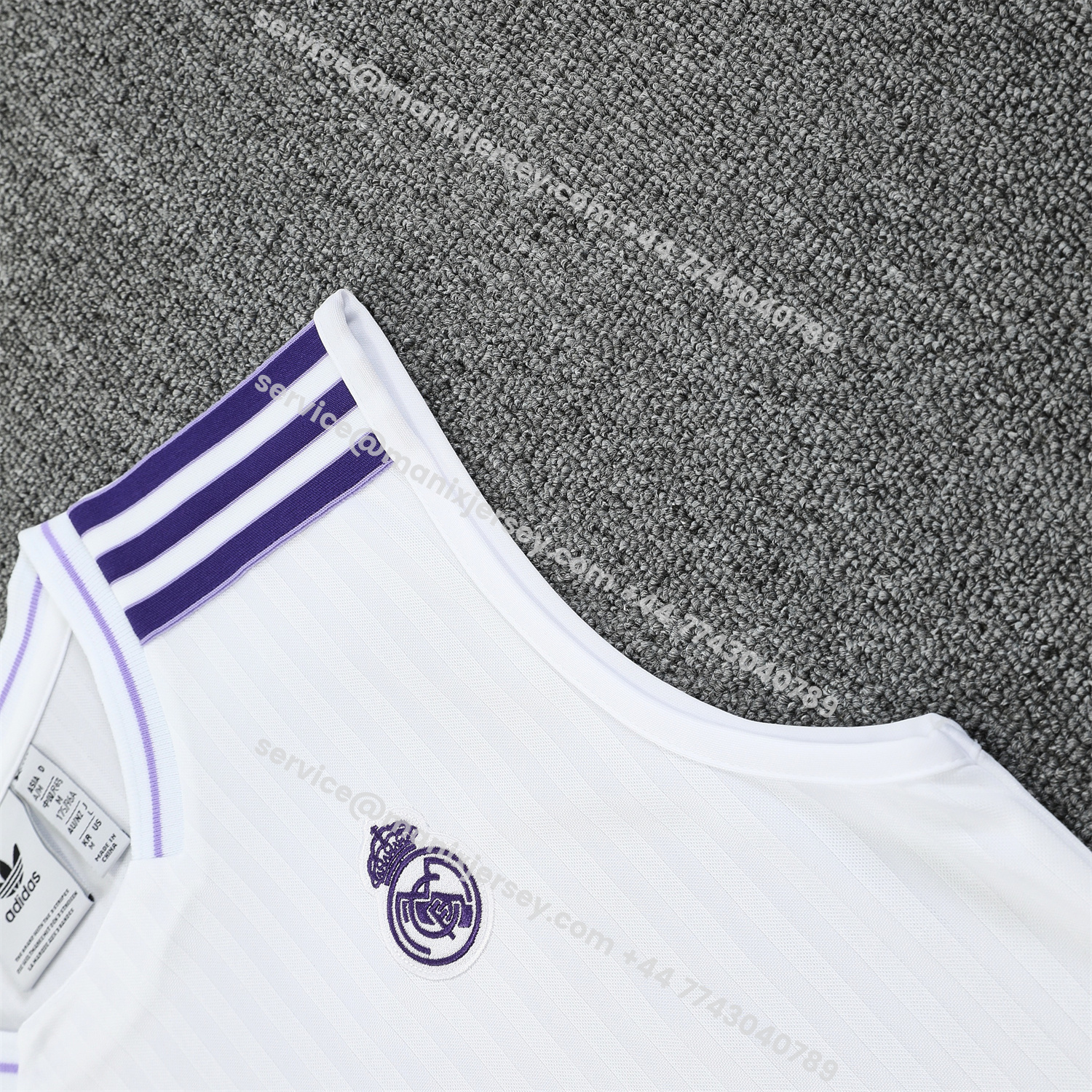 ManixJersey.com | Real Madrid 25-26 Vest Training Set - Pure White Vest & Purple Shorts -Customize Name, Number and Patch | Worldwide Shipping