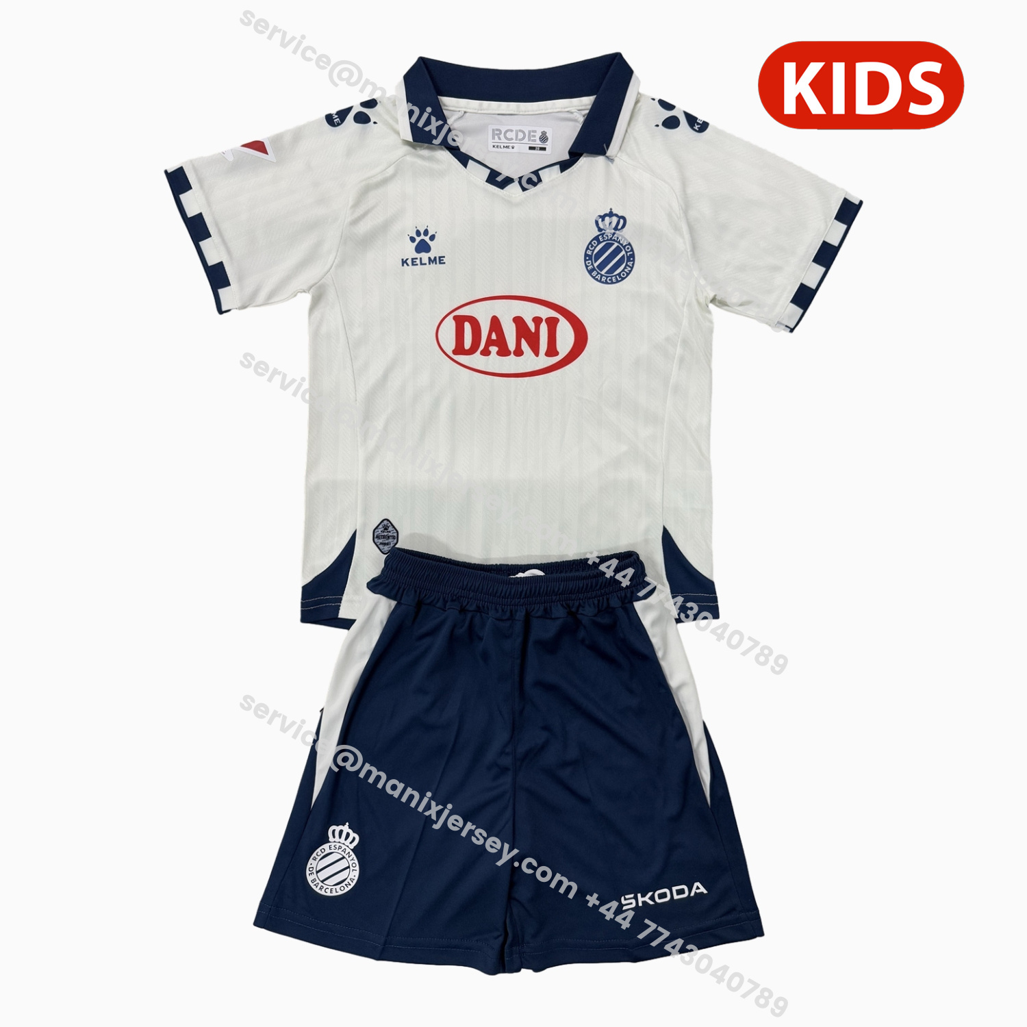 ManixJersey.com | RCD Espanyol 25-26 Away Kids Kit -Customize Name, Number and Patch | Worldwide Shipping