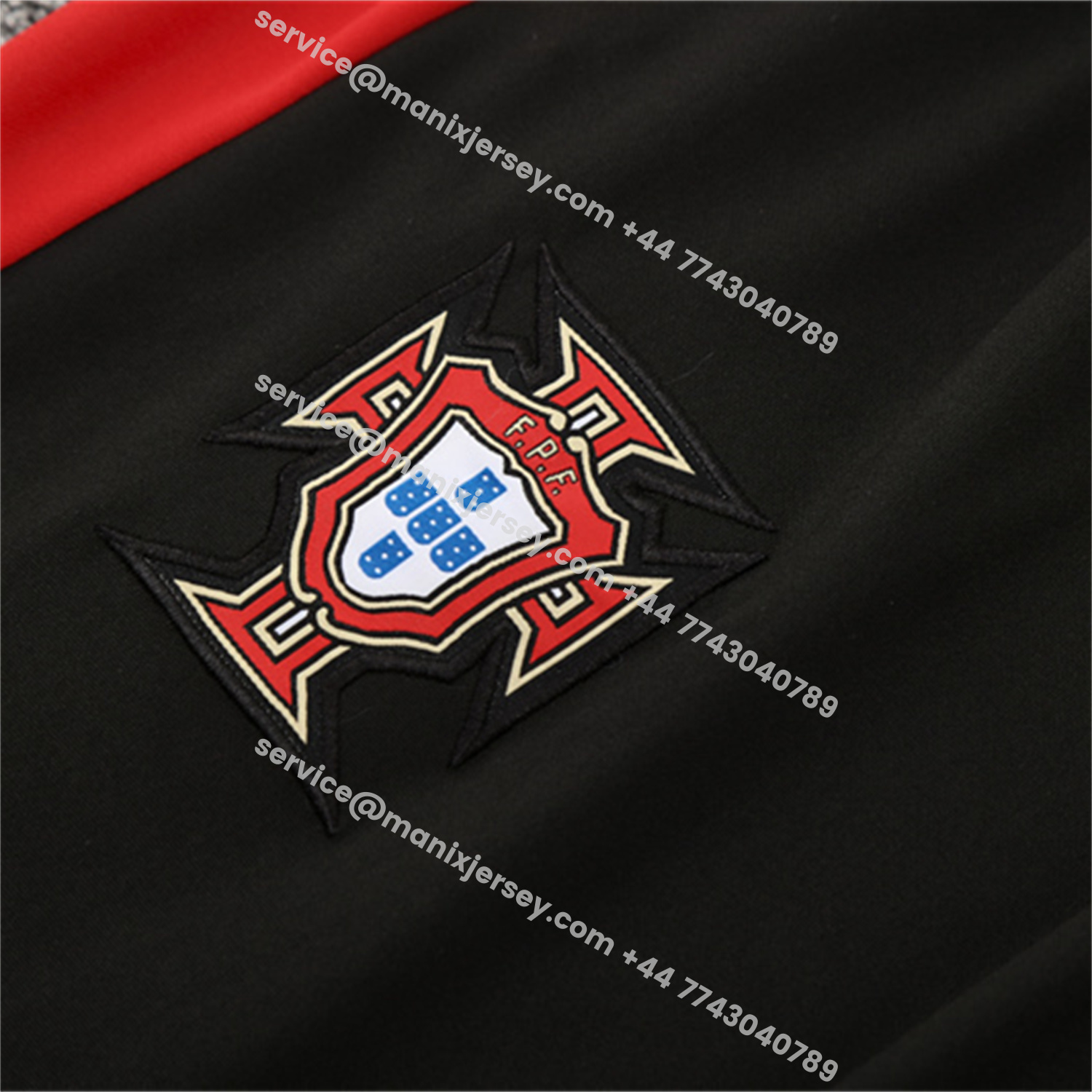 ManixJersey.com | Portugal 25-26 Kids Long Sleeve Training Set - Red Top & Black Pants -Customize Name, Number and Patch | Worldwide Shipping