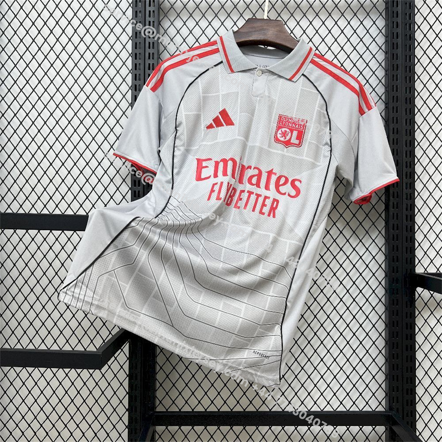 ManixJersey.com | Lyon 25-26 Third Grey Jersey - Fans Version -Customize Name, Number and Patch | Worldwide Shipping