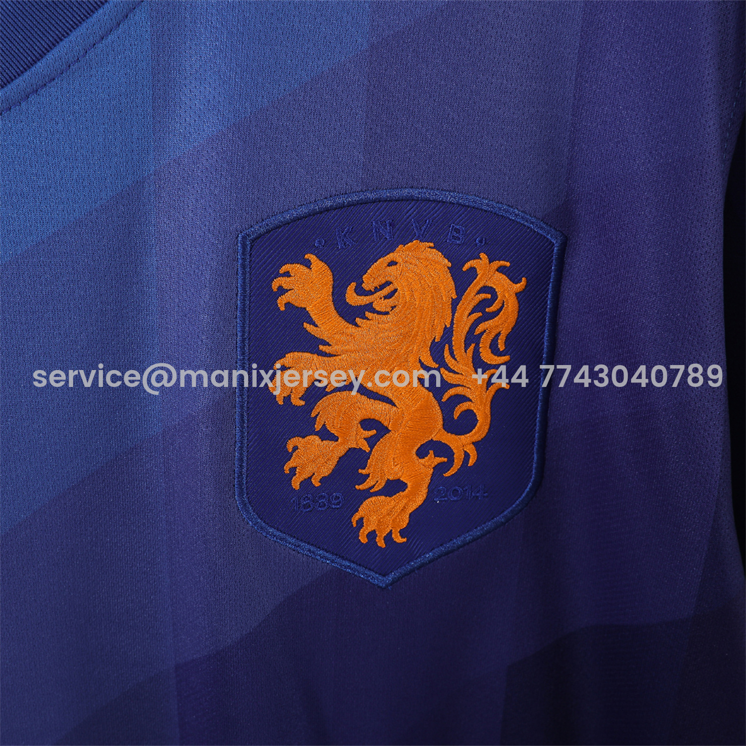 ManixJersey.com | Retro Netherlands 2014 Away Blue Jersey -Customize Name, Number and Patch | Worldwide Shipping