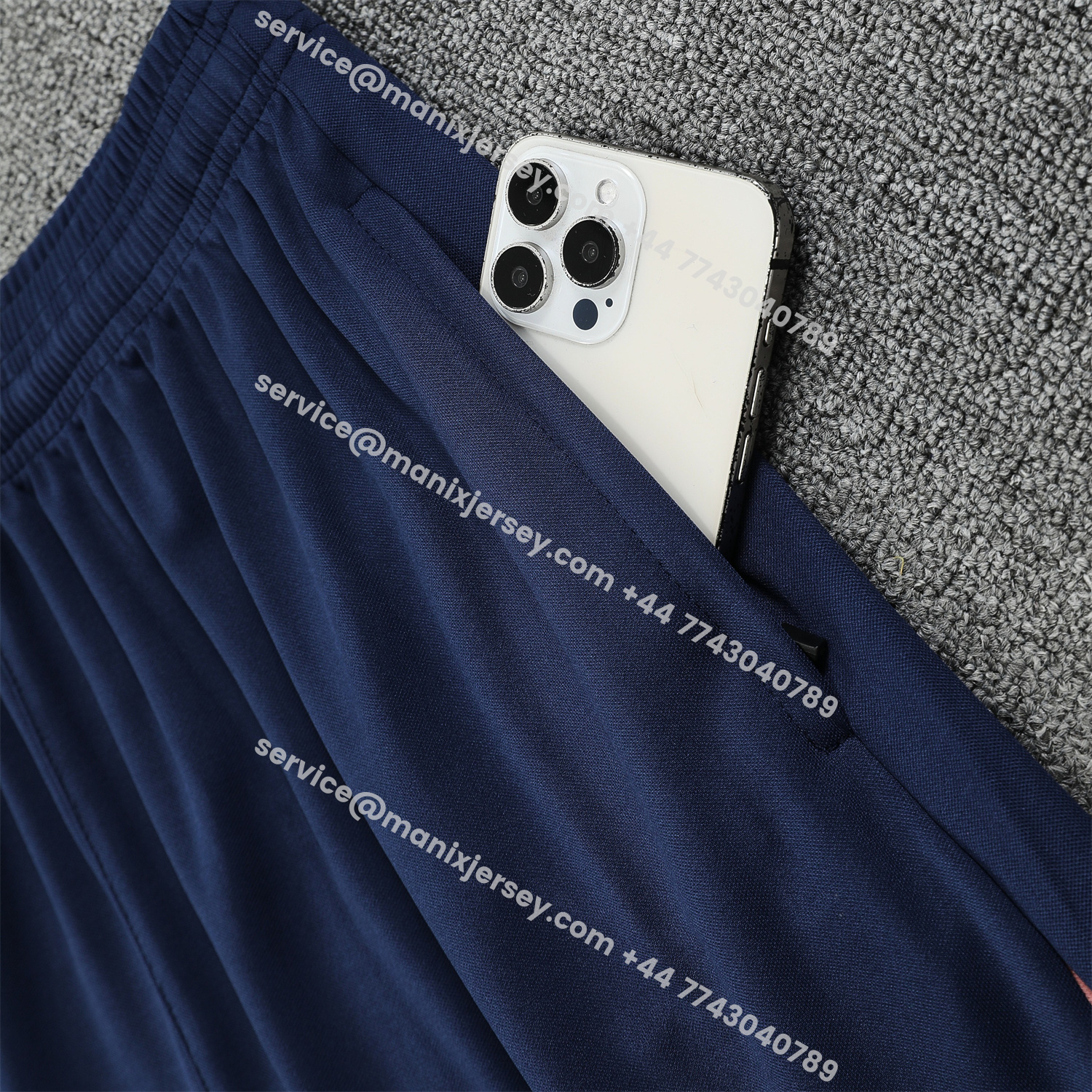 ManixJersey.com | Barcelona 25-26 Short-Sleeve Training Set - Cream Top & Deep Blue Shorts -Customize Name, Number and Patch | Worldwide Shipping