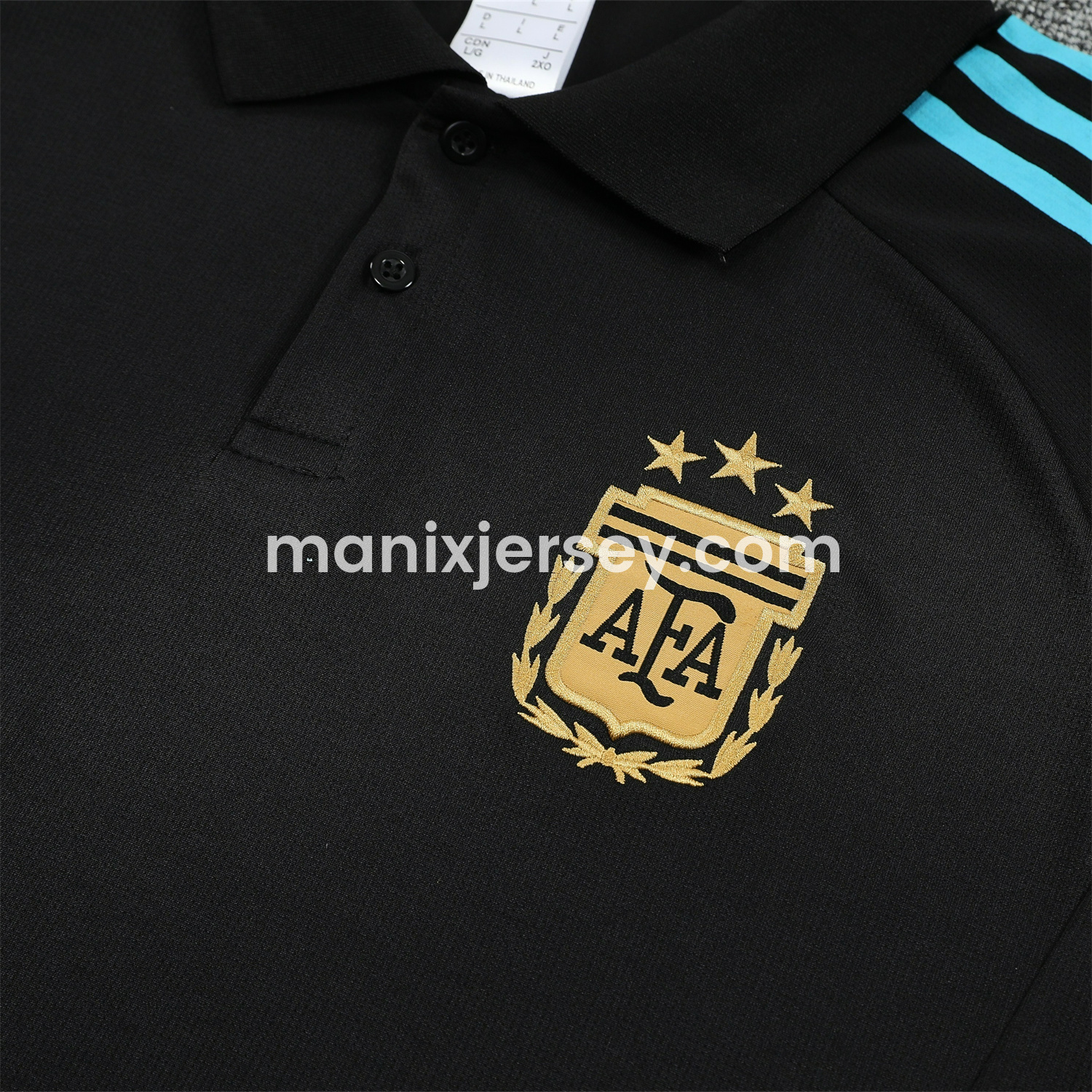 ManixJersey.com | Argentina 25-26 POLO Short-Sleeve Training Set - Deep Blue Top and Pants with Blue Stripes -Customize Name, Number and Patch | Worldwide Shipping
