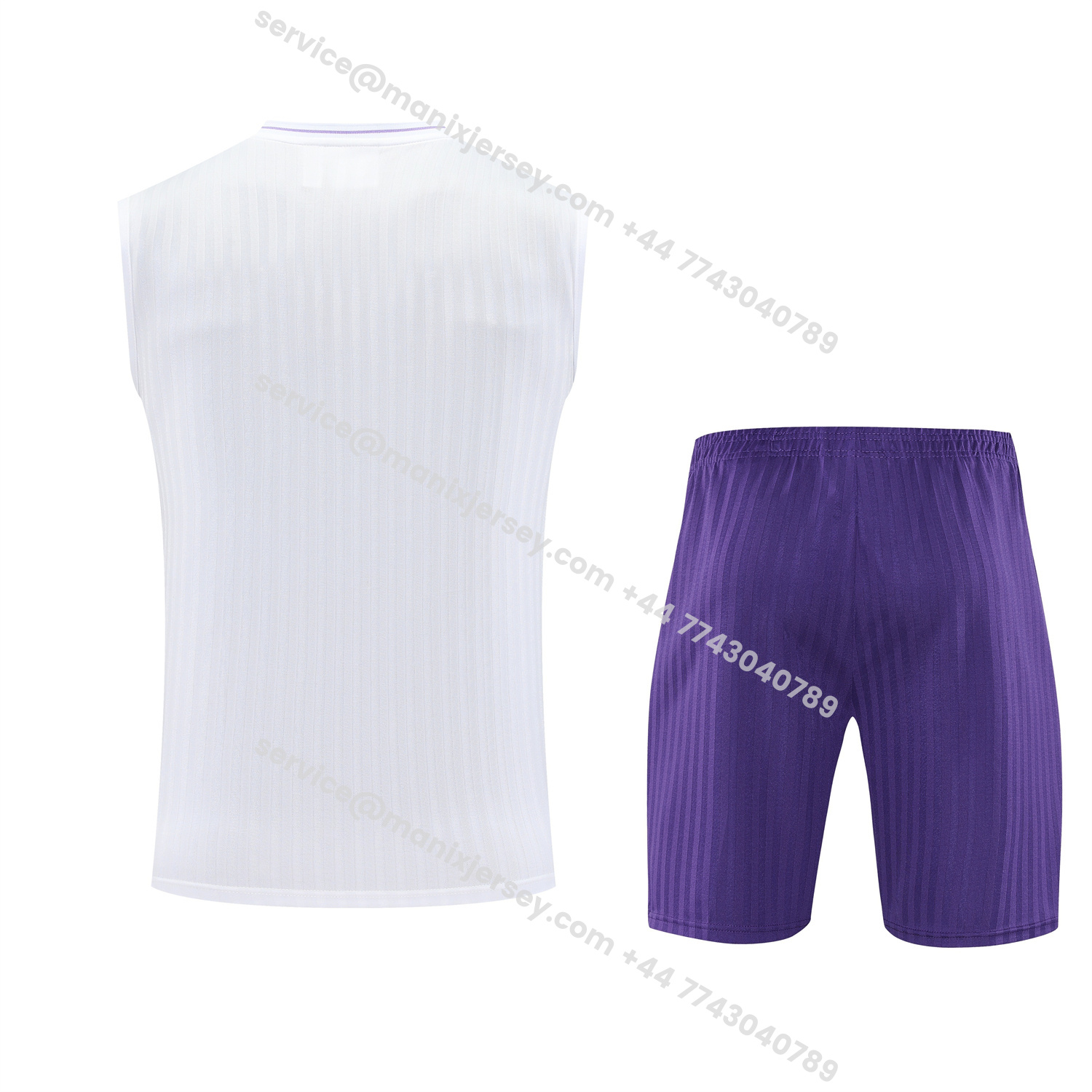 ManixJersey.com | Real Madrid 25-26 Vest Training Set - Pure White Vest & Purple Shorts -Customize Name, Number and Patch | Worldwide Shipping