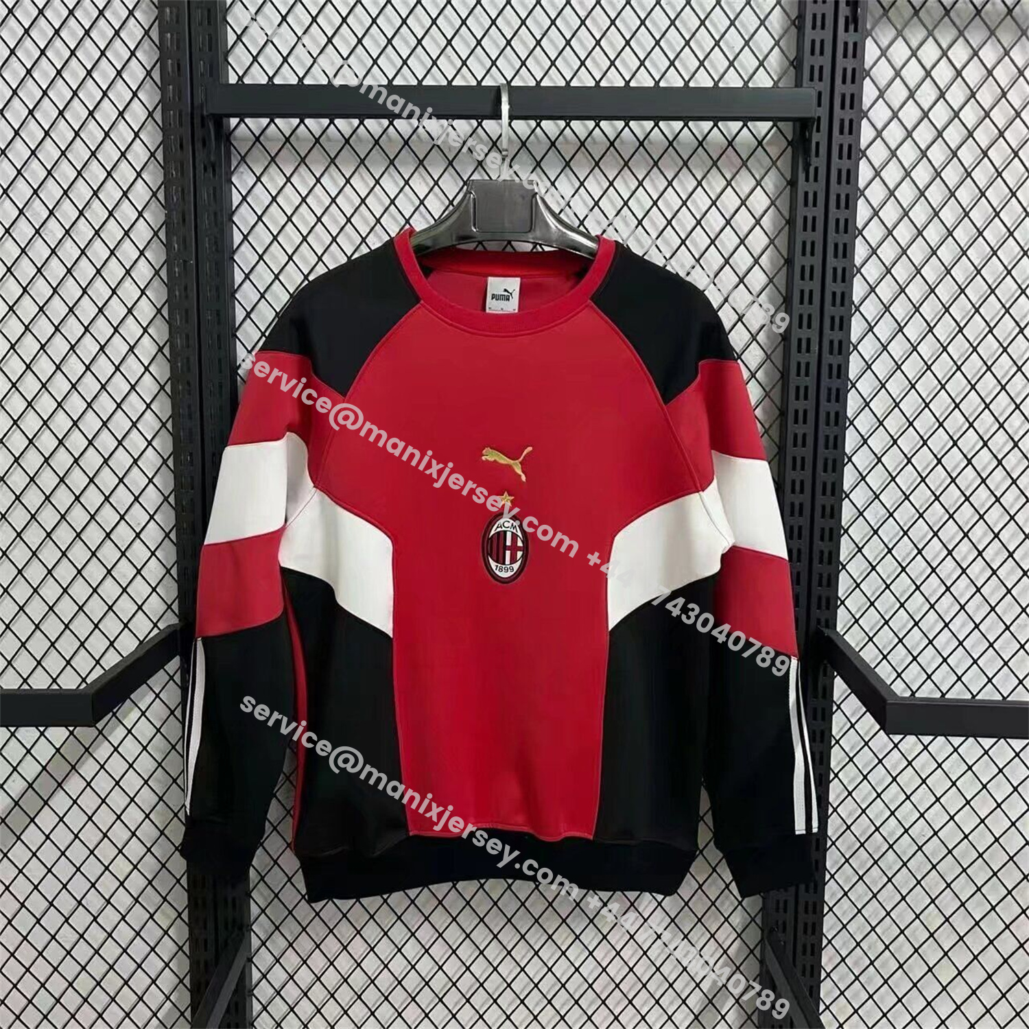 ManixJersey.com | AC Milan Red And Black Unisex Pullover Hoodieullover Hoodie -Customize Name, Number and Patch | Worldwide Shipping