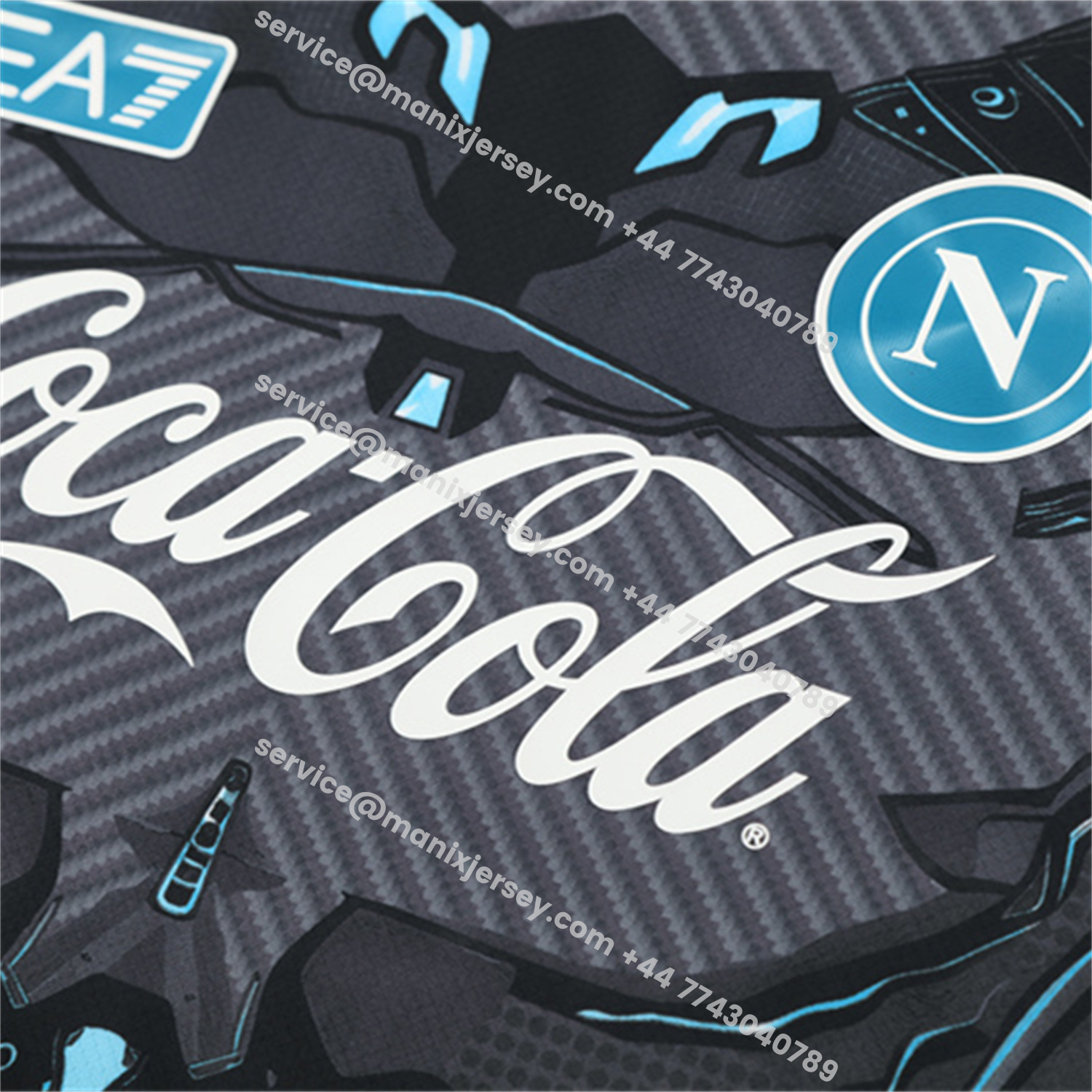 ManixJersey.com | Napoli 25-26 Short-Sleeve Training Set - Gray Mecha Top & Black Shorts -Customize Name, Number and Patch | Worldwide Shipping
