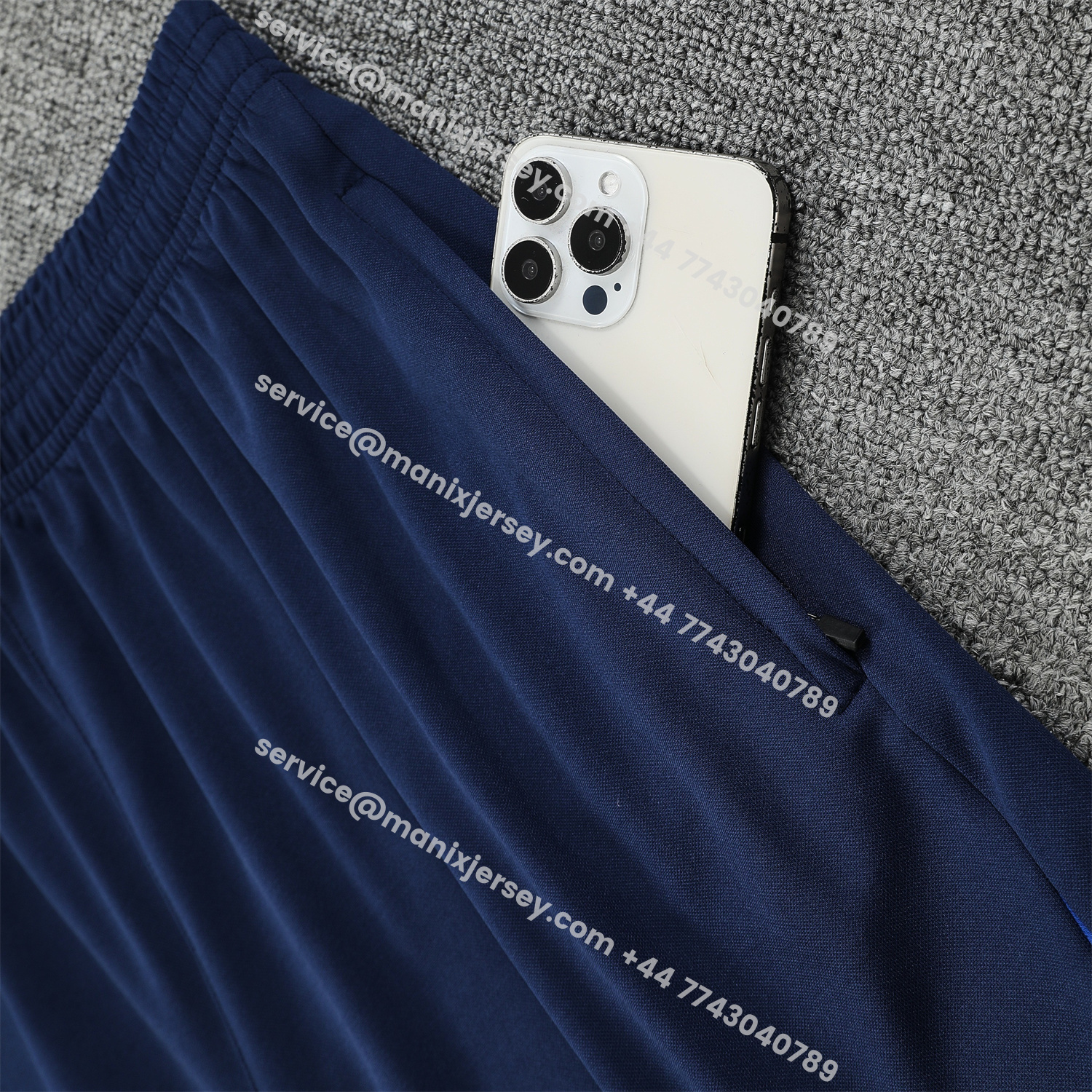 ManixJersey.com | Paris Saint-Germain PSG 25-26 Short-Sleeve Training Set - Blue Top & Deep Blue Shorts -Customize Name, Number and Patch | Worldwide Shipping