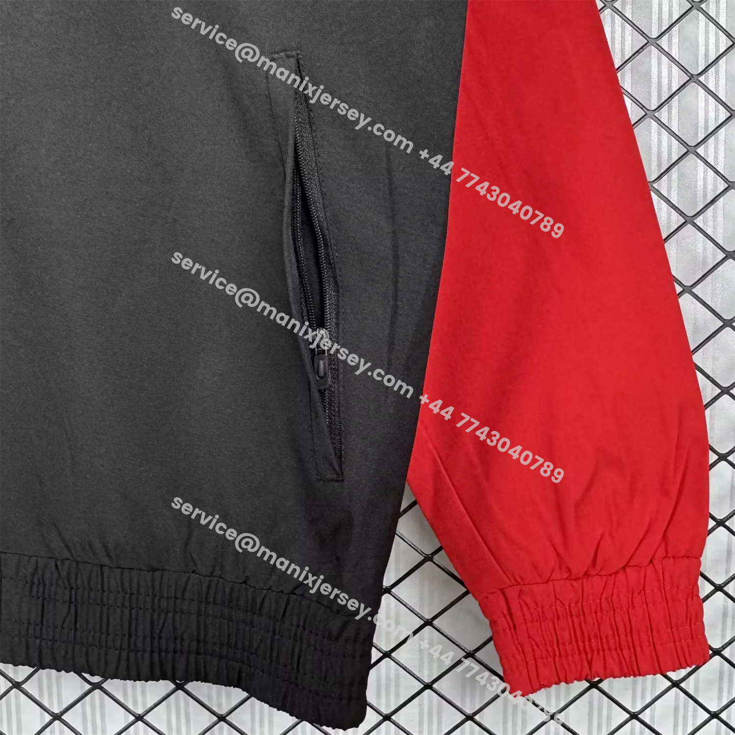 ManixJersey.com | Retro Sevilla 1992-93 Home Windbreaker Jacket - Black And Red -Customize Name, Number and Patch | Worldwide Shipping