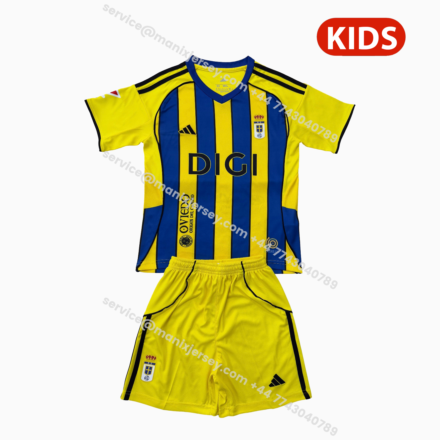 ManixJersey.com | Real Oviedo 25-26 Away Kids Kit -Customize Name, Number and Patch | Worldwide Shipping