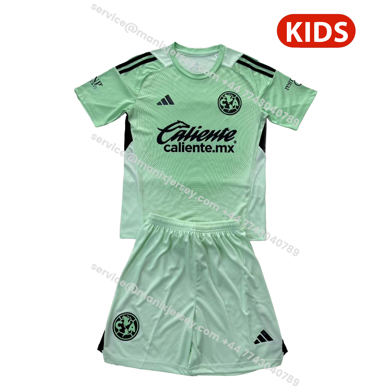 ManixJersey.com | Club América 25-26 Green Goalkeeper Kids Kit -Customize Name, Number and Patch | Worldwide Shipping
