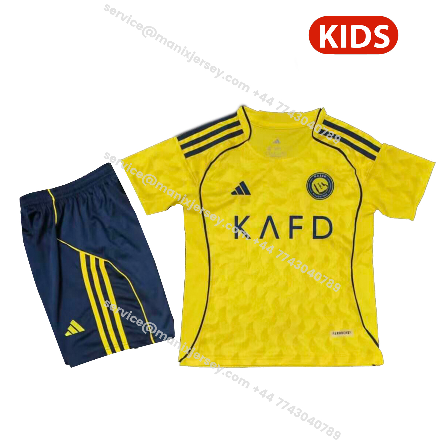 ManixJersey.com | Al Nassr Riyadh Victory 25-26 Home Kids Kit -Customize Name, Number and Patch | Worldwide Shipping
