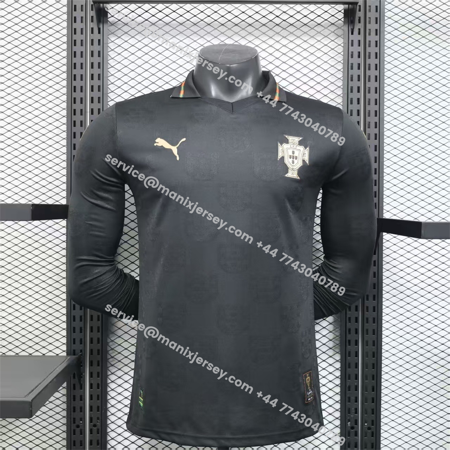 ManixJersey.com | Portugal 2026 Away Black Long Sleeves Jersey - Player Version -Customize Name, Number and Patch | Worldwide Shipping