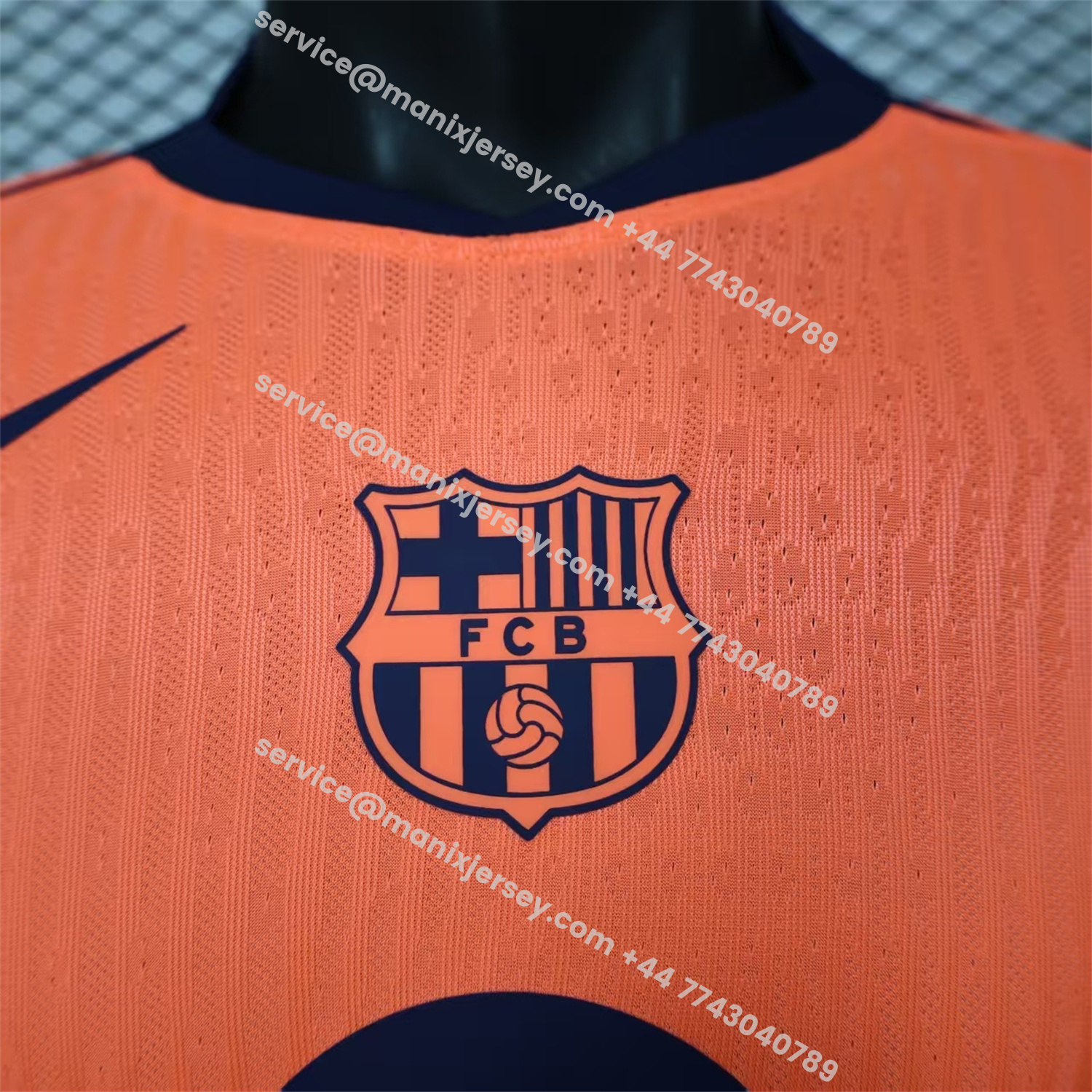 ManixJersey.com | Barcelona 25-26 Third Orange Long Sleeves Jersey - Player Version -Customize Name, Number and Patch | Worldwide Shipping