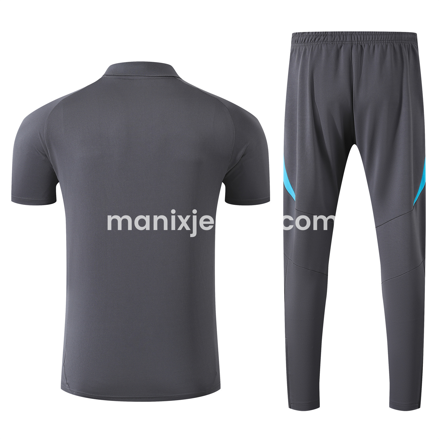 ManixJersey.com | Argentina 25-26 POLO Short-Sleeve Training Set - Grey Top and Pants with Blue Stripes -Customize Name, Number and Patch | Worldwide Shipping