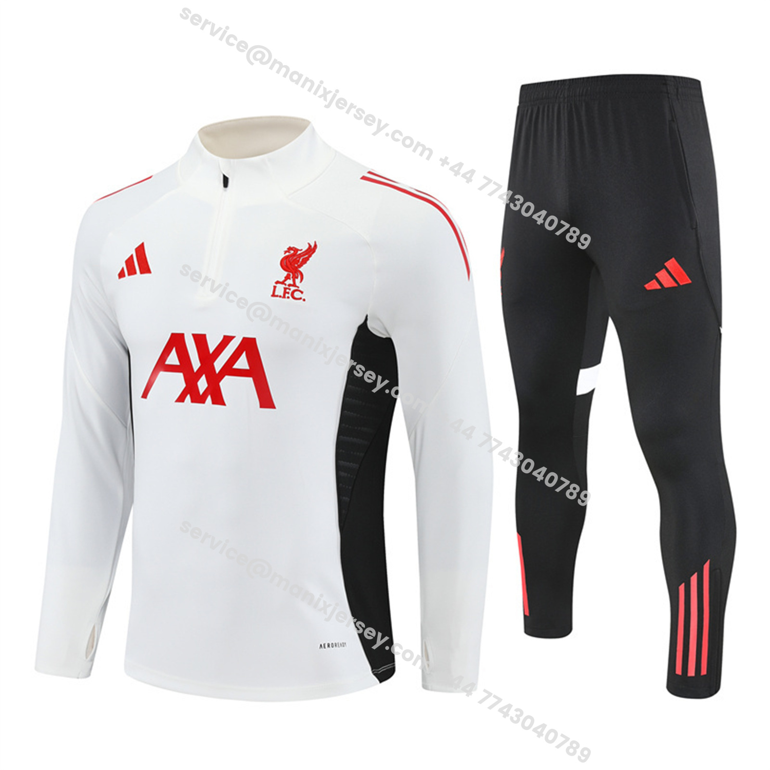 ManixJersey.com | Liver.pool 25-26 Long Sleeve Training Set - White Top & Black Pants -Customize Name, Number and Patch | Worldwide Shipping