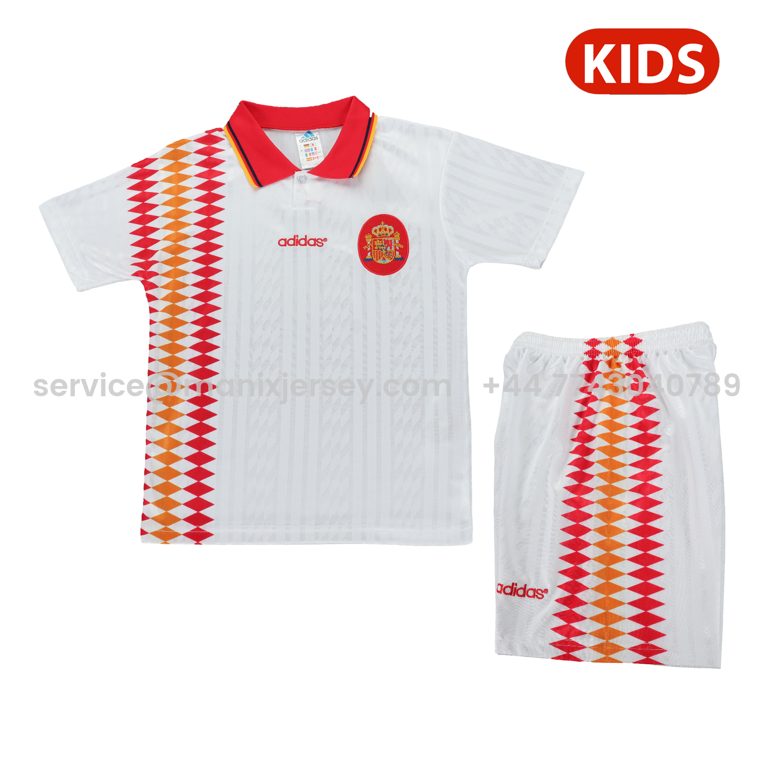 ManixJersey.com | Retro Spain 1994 Away Kids Kit -Customize Name, Number and Patch | Worldwide Shipping
