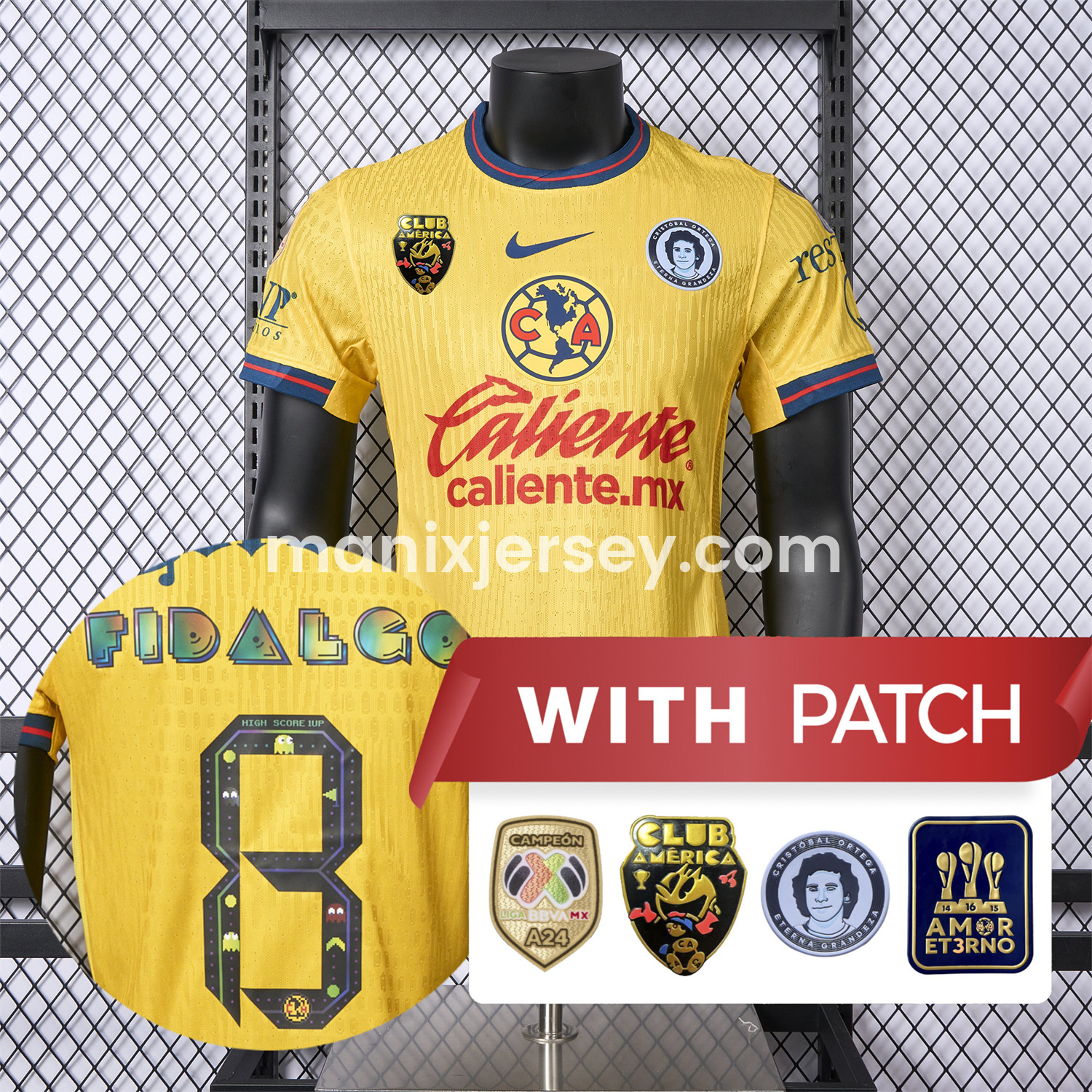ManixJersey.com | 【Pac-Man Version】Club América 24-25 Home Jersey - Player Version -Customize Name, Number and Patch | Worldwide Shipping