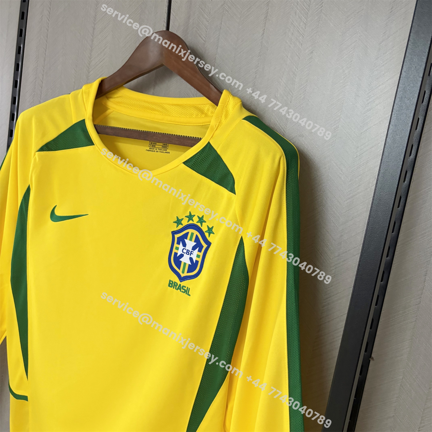 ManixJersey.com | Retro Brazil 2002 Home Long Sleeves Jersey -Customize Name, Number and Patch | Worldwide Shipping