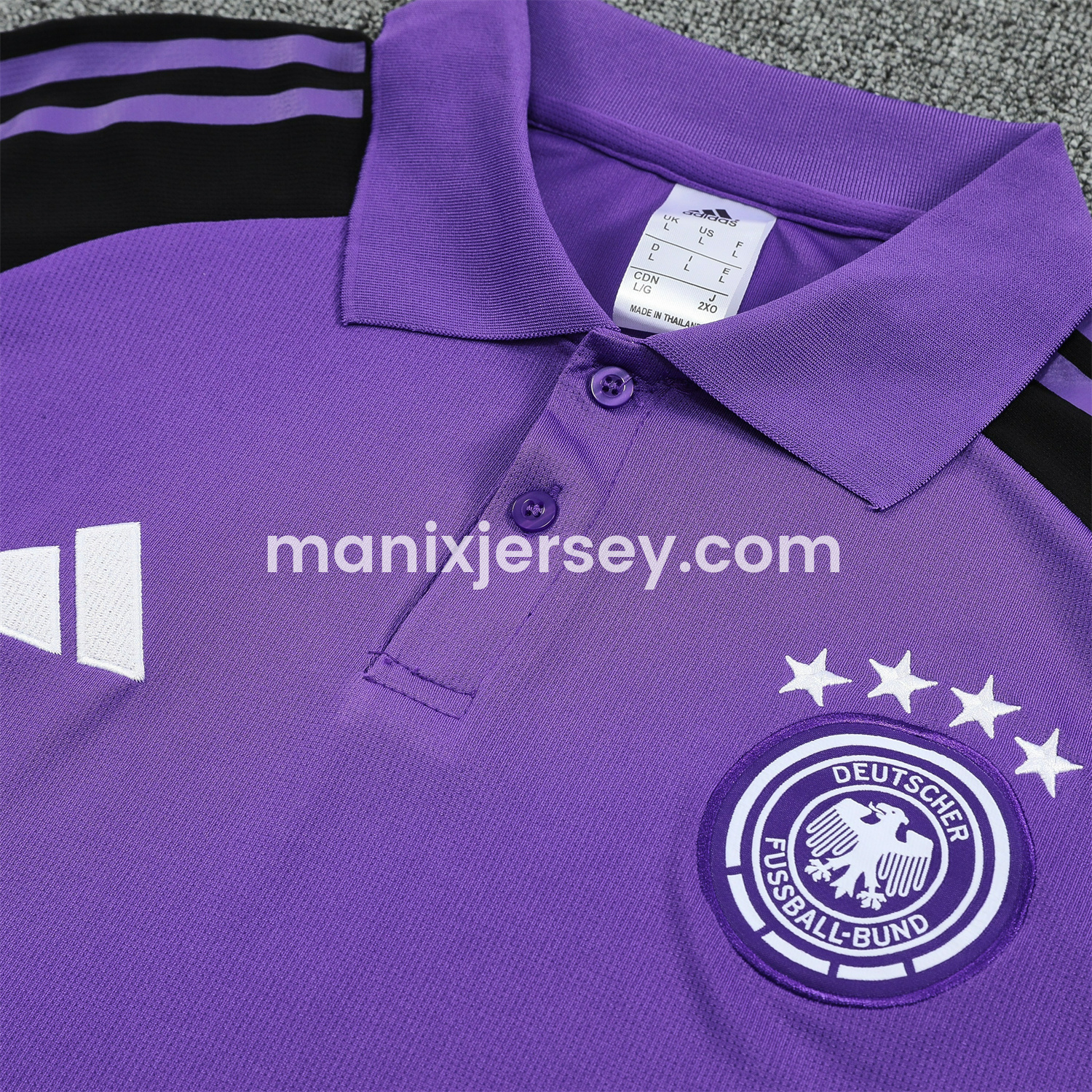 ManixJersey.com | Germany 25-26 POLO Short-Sleeve Training Set - Purple Top Black Pants -Customize Name, Number and Patch | Worldwide Shipping