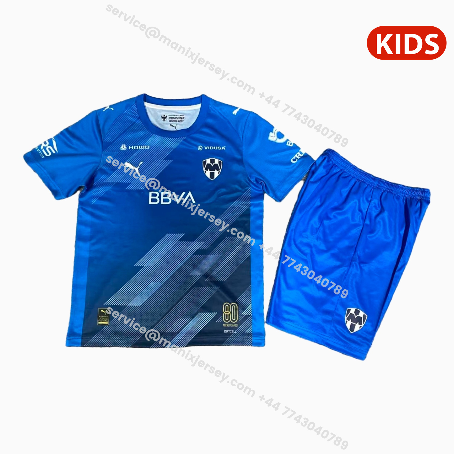 ManixJersey.com | Rayados Monterrey 25-26 Third Blue Kids Kit -Customize Name, Number and Patch | Worldwide Shipping