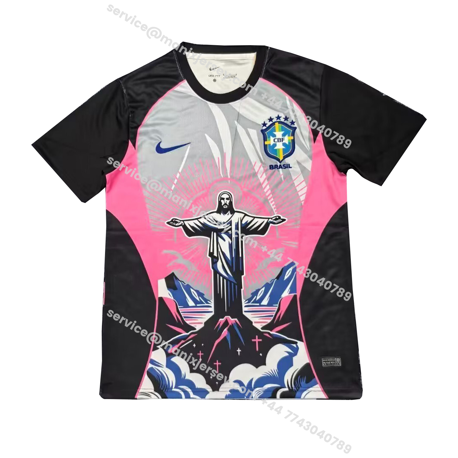 ManixJersey.com | Brazil 25-26 Jesus Pink And Black Jersey - Fans Version -Customize Name, Number and Patch | Worldwide Shipping