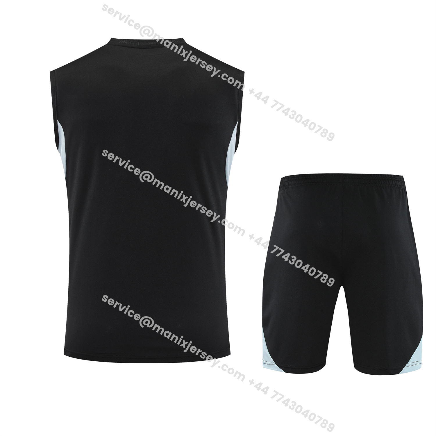 ManixJersey.com | Real Madrid 25-26 Vest Training Set - Black And Light Grey Vest & Black Shorts -Customize Name, Number and Patch | Worldwide Shipping