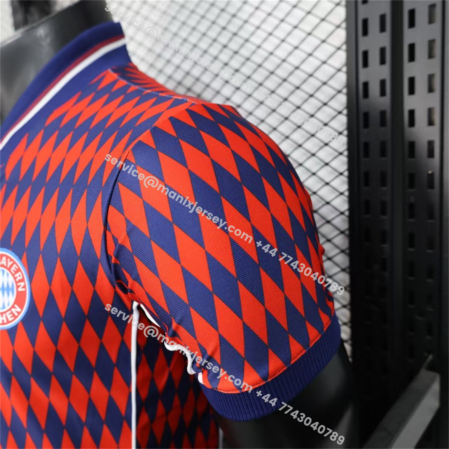 ManixJersey.com | Bayern Munich 25-26 Trefoil Retro Style Red And Deep Blue Jersey - Player Version -Customize Name, Number and Patch | Worldwide Shipping