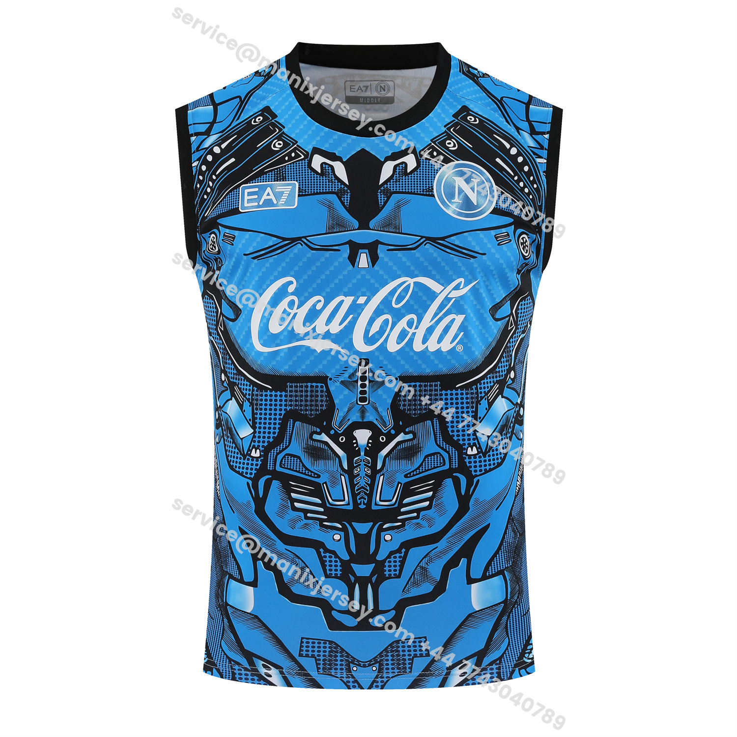 ManixJersey.com | Napoli 25-26 Vest Training Set - Blue Mecha Vest & Black Shorts -Customize Name, Number and Patch | Worldwide Shipping