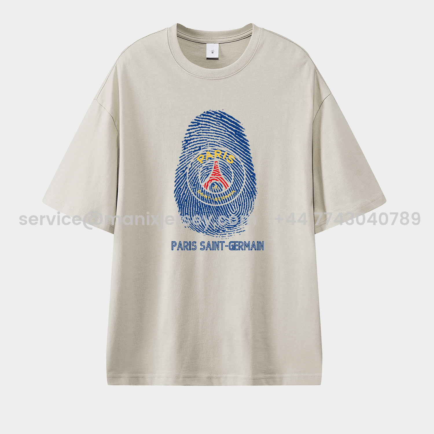 ManixJersey.com | Paris Saint-Germain PSG Team Logo Fingerprint Unisex Pure Cotton T-shirt -Customize Name, Number and Patch | Worldwide Shipping