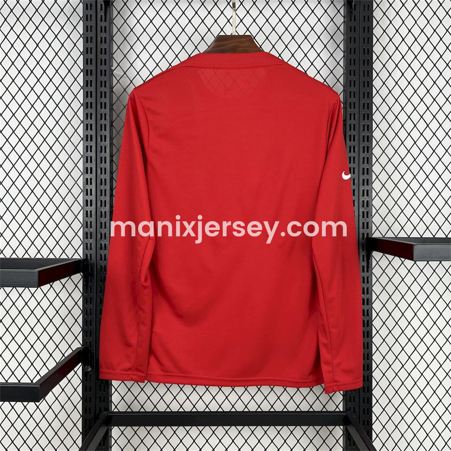 ManixJersey.com | Atletico Madrid 25-26 Red White Stripes Pre-Match Training Long Sleeves Jersey - Fans Version -Customize Name, Number and Patch | Worldwide Shipping