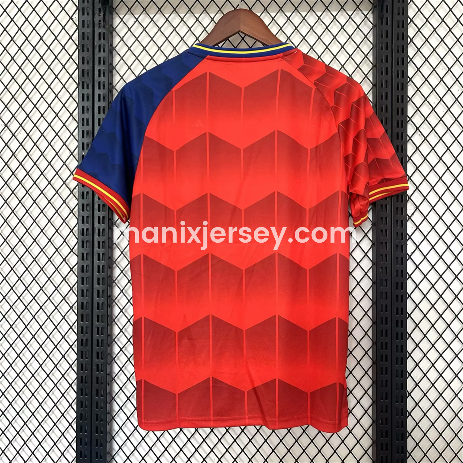 ManixJersey.com | Spain 25-26 Red and Blue Throwback Style Jersey - Fans Version -Customize Name, Number and Patch | Worldwide Shipping