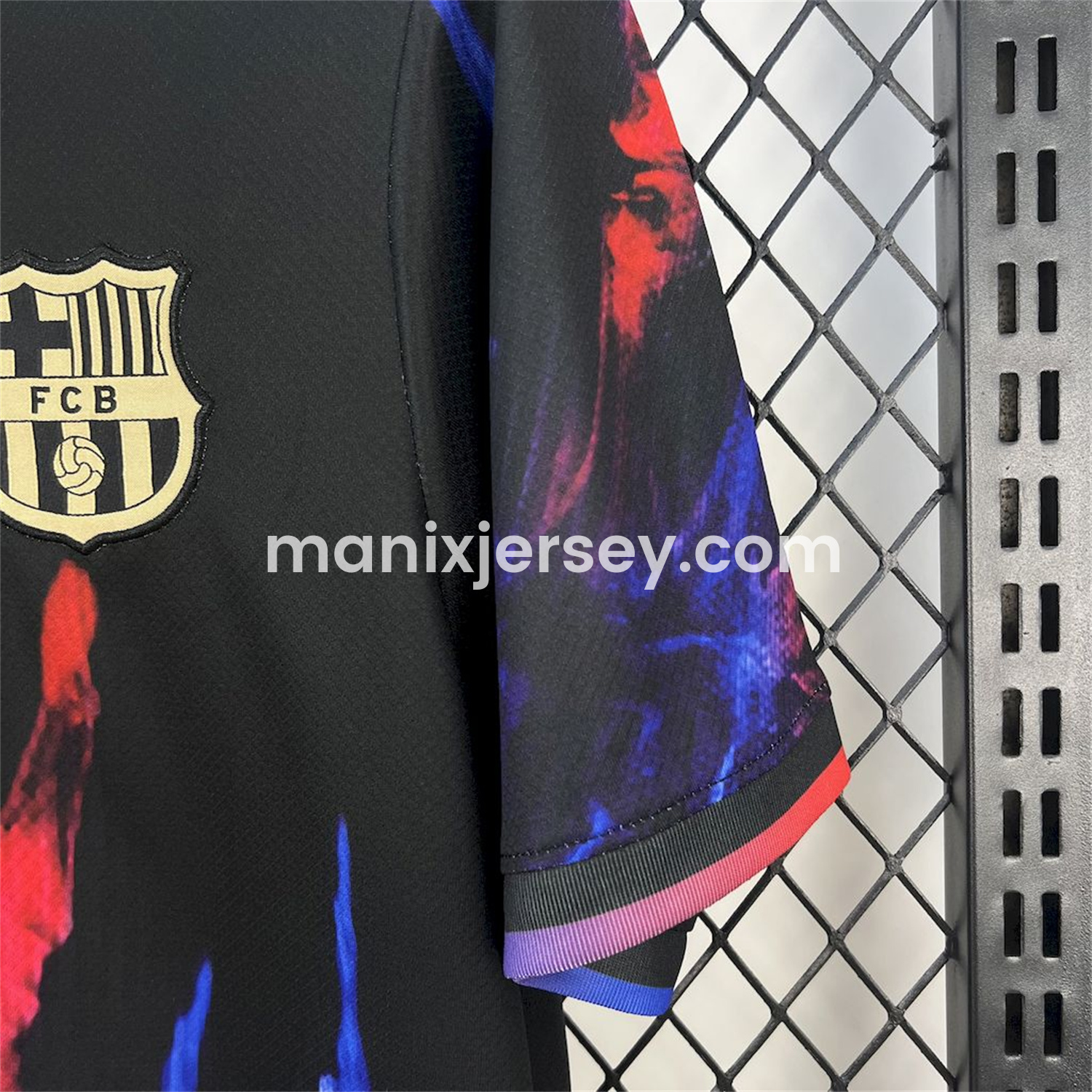 ManixJersey.com | Barcelona 25-26 Red & Blue Palm Black Jersey - Fans Version -Customize Name, Number and Patch | Worldwide Shipping