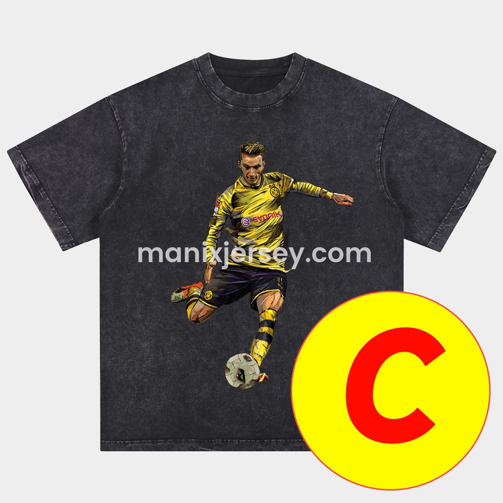 ManixJersey.com | Dortmund Oversized Washed T-Shirt -Customize Name, Number and Patch | Worldwide Shipping