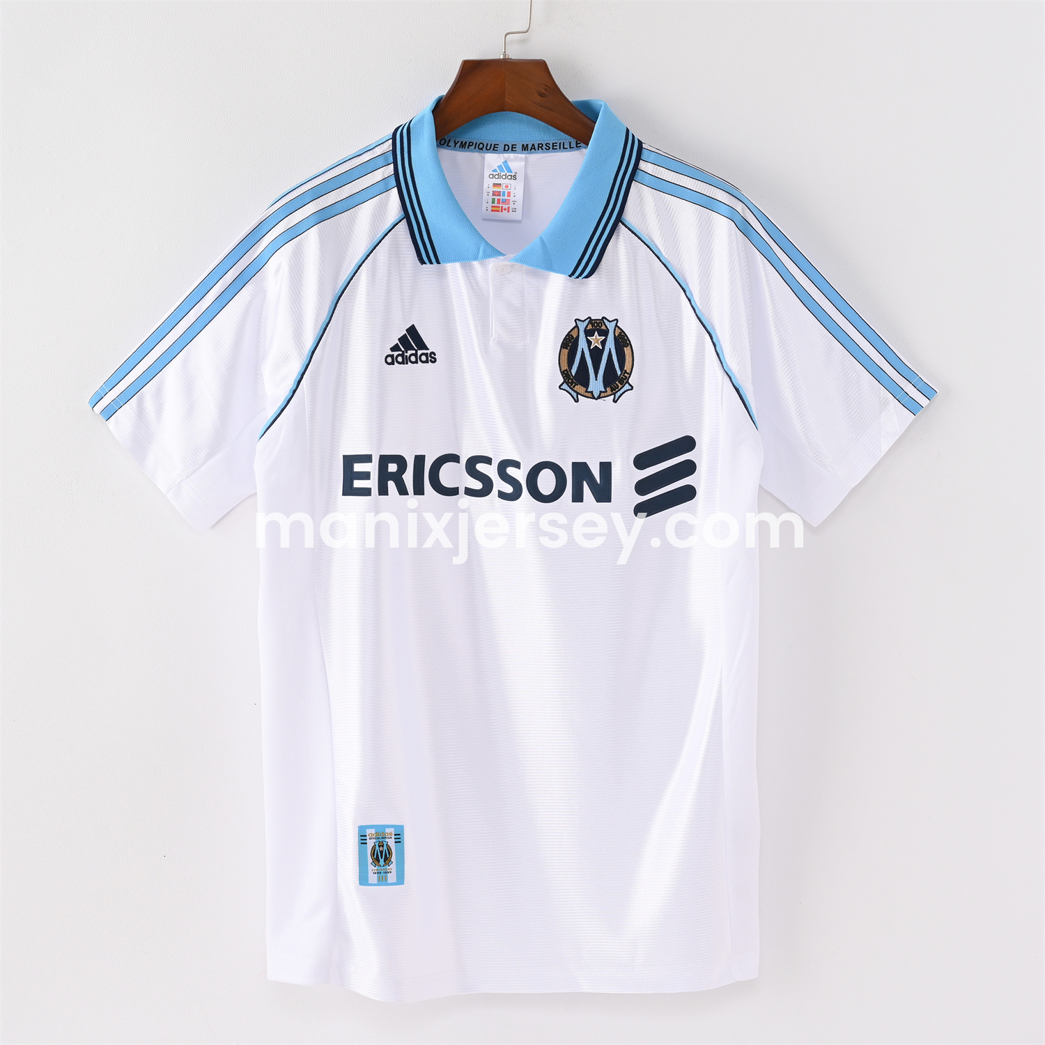 ManixJersey.com | Retro Marseille 1998-99 Home Jersey -Customize Name, Number and Patch | Worldwide Shipping