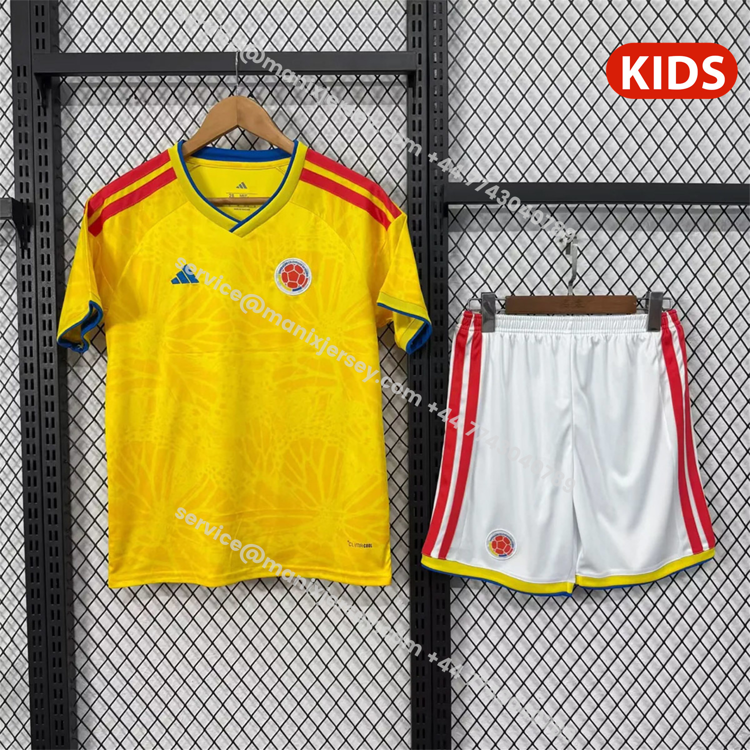 ManixJersey.com | Colombia 2026 Home (Leaked Version) Kids Kit -Customize Name, Number and Patch | Worldwide Shipping