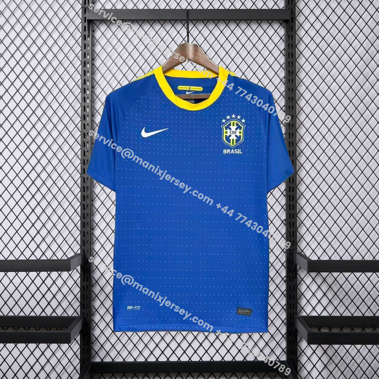 ManixJersey.com | Retro Brazil 2010 Away Blue Jersey -Customize Name, Number and Patch | Worldwide Shipping